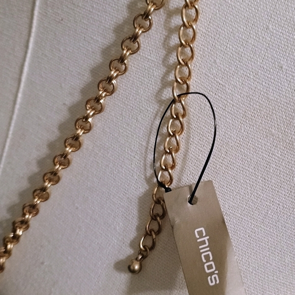 NWT Chico's PIA Multi-Strand Faux Pearl & Gold Chain Necklace - Picture 5 of 6